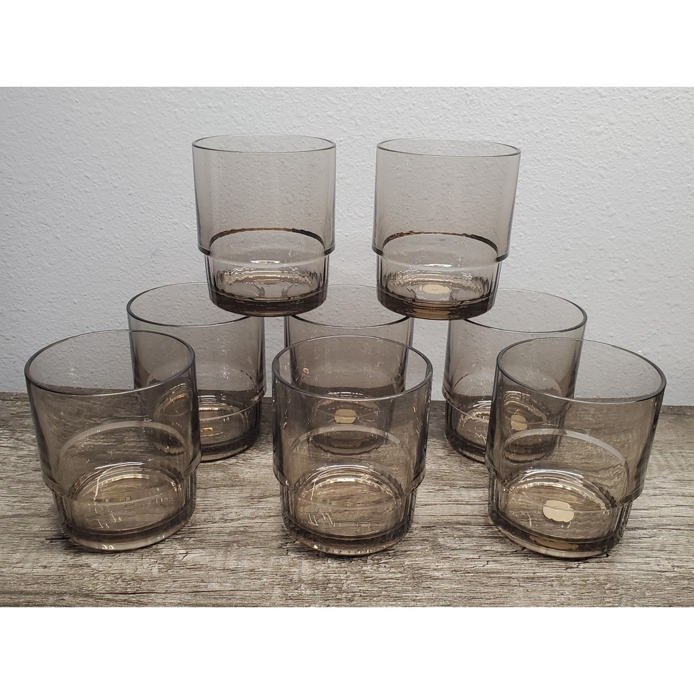 Tupperware Preludio Acrylic Tumblers Glasses Cups Set Of 8 Smoke Gray 10oz EUC
